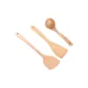Espátula de Cocina de Madera Maciza para Uso en el Hogar, Hecha de Madera Kemu con un Mango Largo, Espátula de Madera, Cuchara de Sopa de Madera, Cuchara para Arroz de Madera, Específicamente para Ollas Antiadherentes