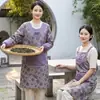Bata de trabajo transpirable de manga larga, de estilo chino nuevo, de alta gama, moderna y elegante, para talleres y fábricas, delantal resistente al desgaste para cocina y uso doméstico