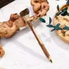 Pluma de Piedra Cruda de Cristal Natural, Bolígrafo, Pluma Mágica de Madera Maciza, Báculo Mágico de Cristal Retro Creativo, Pluma Mágica Europea y Americana