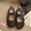 Zapatos de Maternidad Ropa Exterior Zapatos Mary Jane para Mujer Invierno Suela Blanda Más Terciopelo Corte Bajo Estilo Coreano Moda Zapatos de Algodón Velcro Cálidos