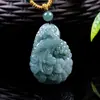 Autêntico Jadeíte Azul Água Gelo Colorido Completo Pingente Pavão Jade Exquisito Presente Fornecimento Ao Vivo Fábrica Atacado