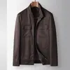 Chaqueta para Hombre 2026 Primavera y Otoño Cuello Alto Versión con Cremallera Estilo Old Money Negocios Top para Jóvenes y Adultos Casual Abrigo de Gamuza