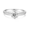 Anillo de Plata con Gema Moissanita Ocho Corazones Ocho Flechas para Mujer Un Quilate Simple Seis Garras Anillo de Boda Fuente de Suministro en Vivo de Tiktok