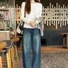 Camiseta de manga larga para mujer con mangas a la altura del hombro, estilo simple, práctica, adelgazante, cuello redondo, otoño, elástica, holgada, versátil, prenda interior casual