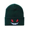 Gorro de punto con bordado europeo y americano, gorro cálido con dibujos animados de boca grande, ojos rojos, gorro de lana con cara de fantasma, gorro bordado