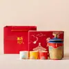 Juego de Té de Viaje Cultural y Creativo de la Ciudad Prohibida: Olla Única, Tres Tazas, Set de Té Rápido, Regalo de Negocio Portátil para Exteriores, Recipiente para Té, Bolsa de Viaje
