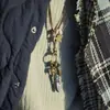 Joia Coreia do Sul Moda Artística Retrô Multi-acessórios Corrente Dupla Pena Turquesa Liga Metálica Corrente de Lã Colar de Cordão Feminino