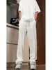 Pantalones Anchos de Lino Rayados Estilo Coreano para Hombres y Mujeres, Nuevos de Verano Finos de Cintura Alta con Caída Sueltos Rectos Casuales Largos