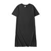 2026Treze CoresAlgodão Puro Cor Sólida Vestido de Verão com Fenda, Moda Solta Vestido Longo, Vestido Camiseta de Manga Curta