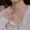 Collar Colgante de Perla Fragmentada Plateada para Mujer, Cadena Clavicular Versátil de Lujo Ligero de Gama Alta, Nuevo Diseño de Moda 2025