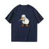 Algodón Puro Verano Diversión Estampado de Pato Billete de Dólar Camiseta de Manga Corta Holgada Estilo Hong Kong Casual