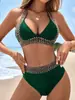 2026 Traje de baño de dos piezas de venta caliente transfronterizo Nuevo bikini de color liso estilo griego Push-up sin espalda Traje de baño de alta gama