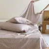 Juego de sábanas de gasa 100% algodón, estilo pastoral y fresco, gasa de doble capa, sábana individual/doble, funda de almohada, juego de tres piezas