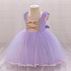 Vestido Infantil Vestido de Princesa Lantejoula Manga Bufante Tecido Trabalhado Vestido de Festa para Daminha Estilo Ocidental Tutu Vestido de Noite