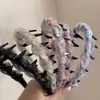 Diadema de Malla Floral con Tela de Burbujas Plisada, Diadema Antideslizante Dentada para Lavarse la Cara, Diadema de Corona Alta, Pinza para el Cabello de Mujer, Diadema, Accesorio para el Cabello