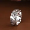Anillo de Plata S925 Rey Ciervo Dorado Vintage Desgastado Montaña Trueno Fantasma Giratorio Ancho para Hombre Nuevo Joyería de Plata Transfronteriza