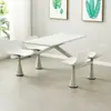 Mesa y Sillas Integradas para Comedor, Área de Comedor para Personal de Comedor Escolar, Mesa de Comedor Impermeable Integrada de Cuatro Plazas para Restaurante