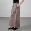 Saia de Couro Slimming de Alta Qualidade na Cor Café para Mulheres, Novo Estilo da Primavera de 2026, Saia Reta Elegante com Caimento para Socialites, Comprimento Médio
