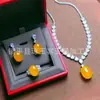 Agata Calcedônia Gelo Transparente Natural Ovo de Pombo Ovalado Pingente Elegante Full Diamond Anel de Moda Conjunto de Duas Peças
