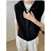 Estilo Novo Outono e Inverno Transfronteiriço com Capuz e Zíper Colete Tricotado 100% Lã Feminino para Camadas Estilo Europeu Solto Sem Mangas