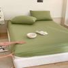 Capa de Cama de Algodão Puro Algodão Lavado Peça Única Cobertura de Cama Totalmente Inclusiva Capa Protetora de Colchão Simmons Capa de Poeira Lençol de Cama Cor Sólida