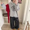 Moletom com capuz azul marinho para mulheres, novo estilo popular 2026, forrado com fleece, grosso, top estilo coreano, casaco fino de outono/inverno para o início do outono