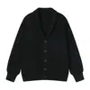 Suéter Cardigan Retrô Estilo Britânico Outono/Inverno 2025 para Homens Estilo Coreano Slim Fit Lapela de Negócios Preguiçoso Casual Jaqueta Tricotada