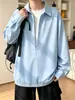 Camisa de estilo americano de dos piezas falsas de manga larga para hombre, nueva tendencia de otoño, chaqueta de camisa holgada