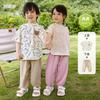 Macacão Bebê Estilo Rabisco Camiseta Shorts Verão Estilo Ocidental Conjunto de Duas Peças Verão para Meninas Roupa para Meninos Bebê