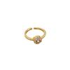[Oro Verdadero] Anillo Abierto Simple de Circonita de Estilo Minimalista para Mujer Nicho Japonés y Coreano Sentido de Diseño Simple Anillo para Dedo de Comida Celebridad de Internet