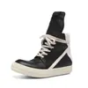 Tênis de Cano Alto Triângulo Invertido Ro, Couro Genuíno, Sola Grossa, Estilo Escuro, Streetwear, Tênis de Casal com Salto Alto, Sapatos da Moda Europeus e Americanos, Respirável para o Verão