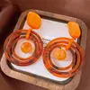 Pendientes Colgantes Redondos de Resina Aguja Plateada, Pendientes de Estilo Étnico Retro Maillard, Pendientes Sencillos y de Moda de Alta Gama para Mujer