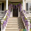 Guirnaldas de Flores de Glicinia Artificiales Transfronterizas para Decoración del Hogar, Muros de Plantas, Embellecimiento de Techos de Bodas, Plantas Verdes, Tiras de Flores de Glicinia