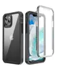Adequado para iPhone 13 Pro Max, capa protetora transparente à prova de três elementos com vidro temperado, anti-queda, à prova de poeira e resistente a arranhões