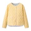 2025 Nueva Ropa de Otoño para Mujer Estilo Europeo y Americano Moda Sencilla Versátil Básica Color Puro Algodón Chaqueta Amarilla