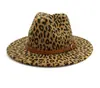 Sombrero de Lana Estilo Británico Estampado de Leopardo para Otoño e Invierno para Hombres y Mujeres Sombrero de Ala Ancha Europeo y Americano Sombrero de Ala Plana de Moda con Ala Ancha