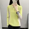 Camiseta de Manga Longa para Primavera e Outono Feminina, Gola Alta, Camada Base Casual, Pulôver, Secagem Rápida, Tecido Térmico, Esportes ao Ar Livre, Corrida, Versátil para Mulheres