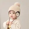 Bonito Sombrero de Pingüino para Bebé Otoño Invierno Cálido Grueso Tejido Protección para Orejas Unisex Bebé Meses Pequeños Sombrero de Lana