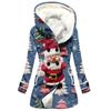 Venda imperdível transfronteiriça 2023 novo trench coat feminino inverno engrossado estilo europeu e americano padrão de Natal com capuz lote de casaco