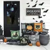 Funda de almohada de calavera de Halloween, gato negro y calabaza, funda de almohada de lino personalizada de búho fantasma