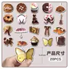 20 Piezas de Imanes Magnéticos Suaves Marrones Estilo Ins para Refrigerador, Graffiti de Comida y Postres, Venta Caliente Transfronteriza Pegatinas Magnéticas Creativas Impermeables para DIY