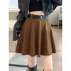 Falda Plisada de Lana Blanca a Cuadros para Mujer Primavera Otoño Petite Cintura Alta Línea A Ceñida a la Cadera con Botas Largas Falda Corta