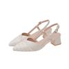 Mules Chanel-Style de Bico Fino com Salto Bloco para Mulheres 2025, Sandálias Versáteis de Verão com Design Slingback