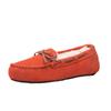 Zapatos de lana tipo pea para otoño e invierno, Zapatos de algodón de lana forrados de vellón para mujer, Zapatos planos de cuero genuino, Zapatos cálidos tipo slip-on para mujeres embarazadas y madres, Zapatos tipo cuchara