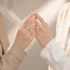 Anillos de Pareja Románticos Polaris Elemento Estrella Diseño de Banda de Anillo Texturizada Un Par de Anillos para el Dedo Anillo Abierto Versátil Ajustable