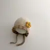 Sombrero de princesa engrosado para niñas, sombrero cálido de otoño e invierno con protección para los oídos, gorro turbante para niñas, bebés e infantes, hecho de encaje de lana y poliéster