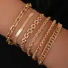 Transfronteiriça Europa e Estados Unidos e Estados Unidos venda quente 5 peças pulseira terno mulheres liga redonda conta corrente caixa corrente simples moda pulseira