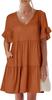 Comercio Exterior Transfronterizo Europa y América Amazon Vestido de Verano para Mujer con Cuello en V, Manga Corta con Volantes, Forma A, Bolsillo Grande, Ocio, Playa