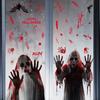 Adesivos de Vidro Decorativos de Halloween Horror Morte Fantasma Adesivos de Janela Layout de Atmosfera Fantasma Manchas de Sangue Impressões de Mão Adesivos Eletrostáticos