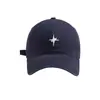 Gorra de Béisbol Bordada con Estrella de Cuatro Puntas Estilo Retro Americano para Mujer, Gorra con Visera Estilo Coreano para Cabezas Grandes, Gorra de Pico Estilo Calle para Adelgazar el Rostro para Hombre